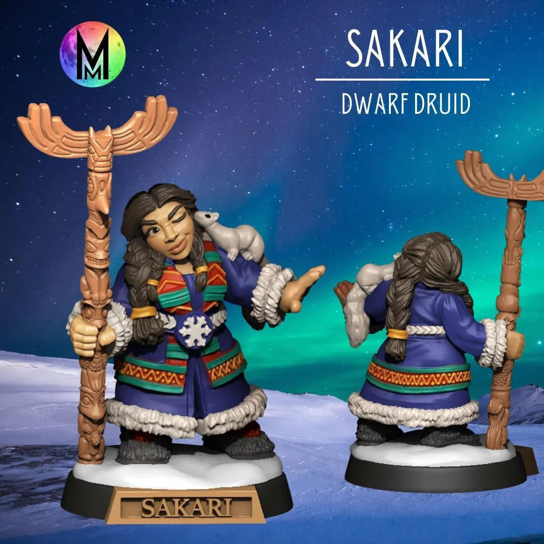 Moonlight Minis Sakari the Dwarven Druid / Cleric